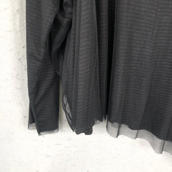 Luukaa Top Women 14 Black Stripe Mesh T Lagenlook Layered Whimsigoth Drapey - Picture 15 of 15